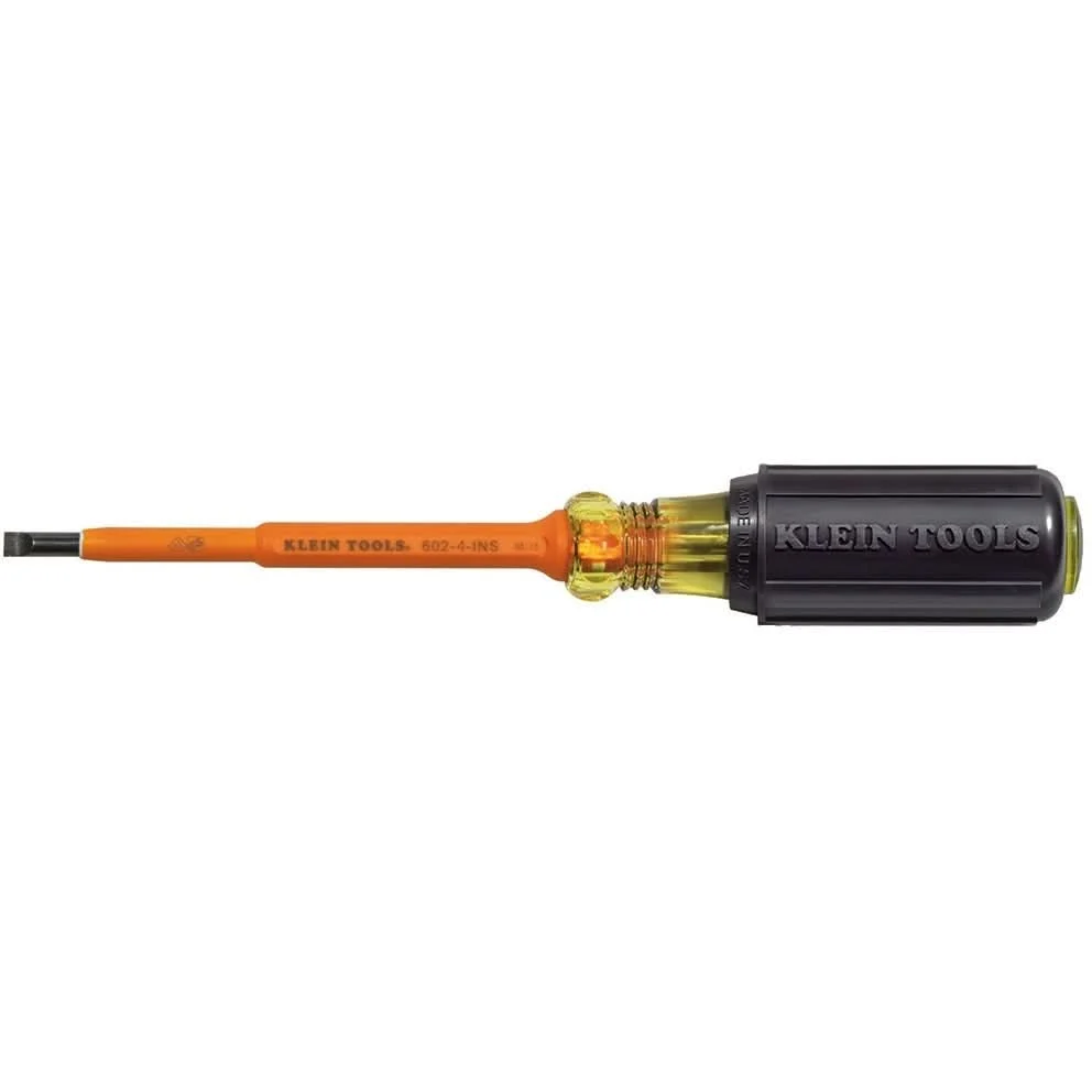 Klein 601-4-INS Insulated 3/16" Cabinet-Tip 4" Round-Shank Screwdriver