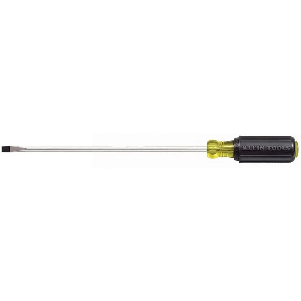 Klein 605-10 1/4" Cabinet-Tip Screwdriver 10" Heavy-Duty Round-Shank