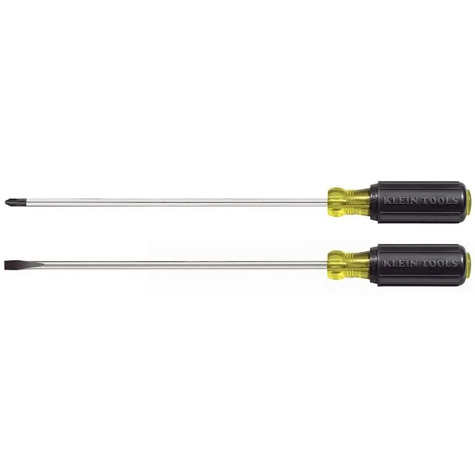 Klein 85072 Screwdriver Set, Long Blade Slotted and Phillips, 2-Piece