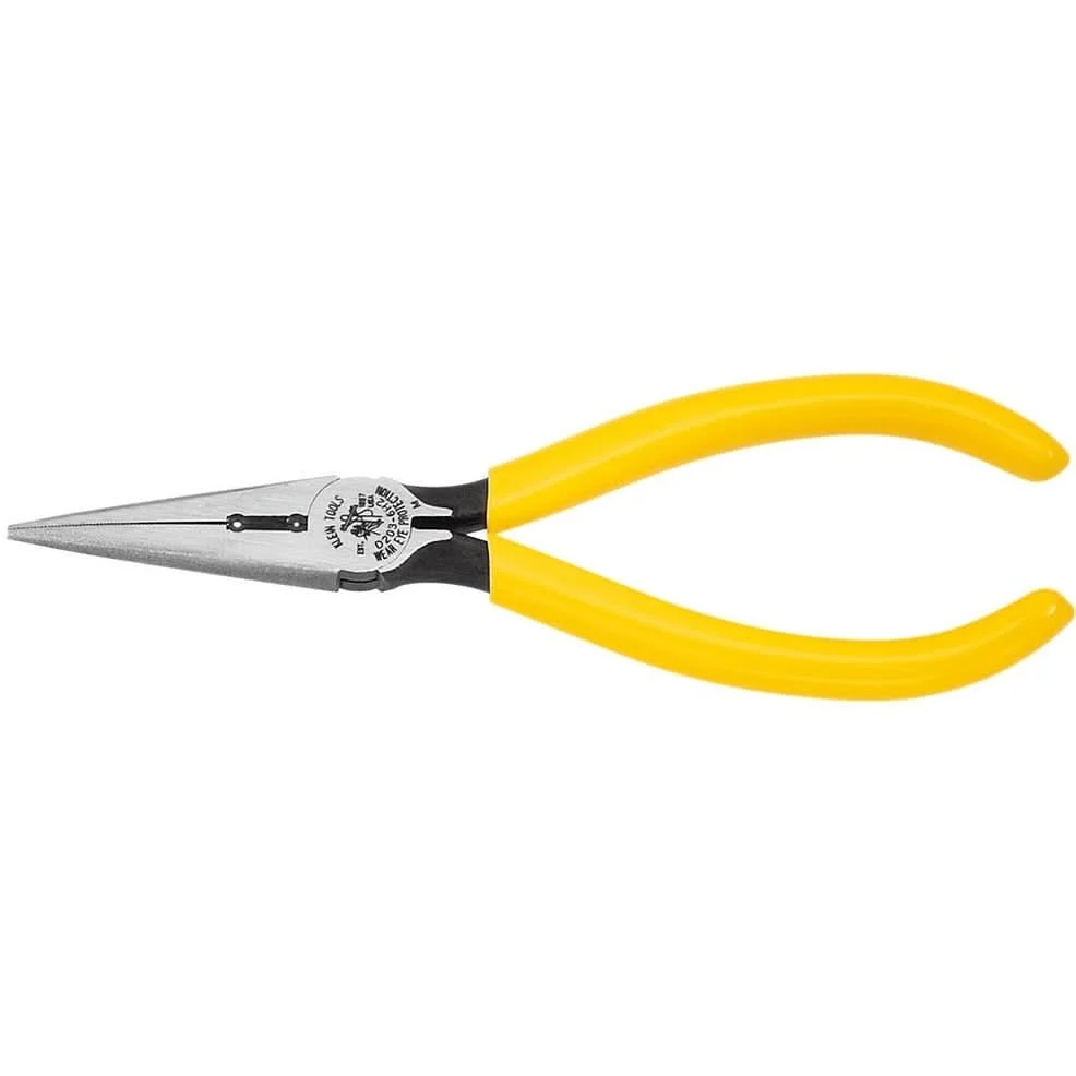 Klein D203-6H2 6" Standard Long-Nose Pliers - Side-Cutting & Switchboard Work