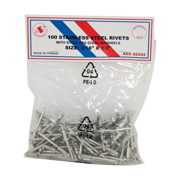 Stainless Steel Rivets - 1/8" x 3/8" - 100PC 26234