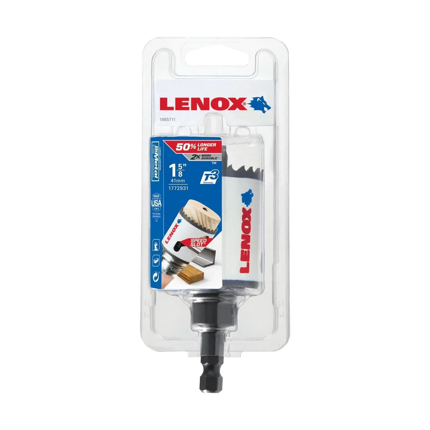 Lenox 1772931 Tools Bi-Metal Speed Slot Arbored Hole Saw with T3, 1-5/8-Inch