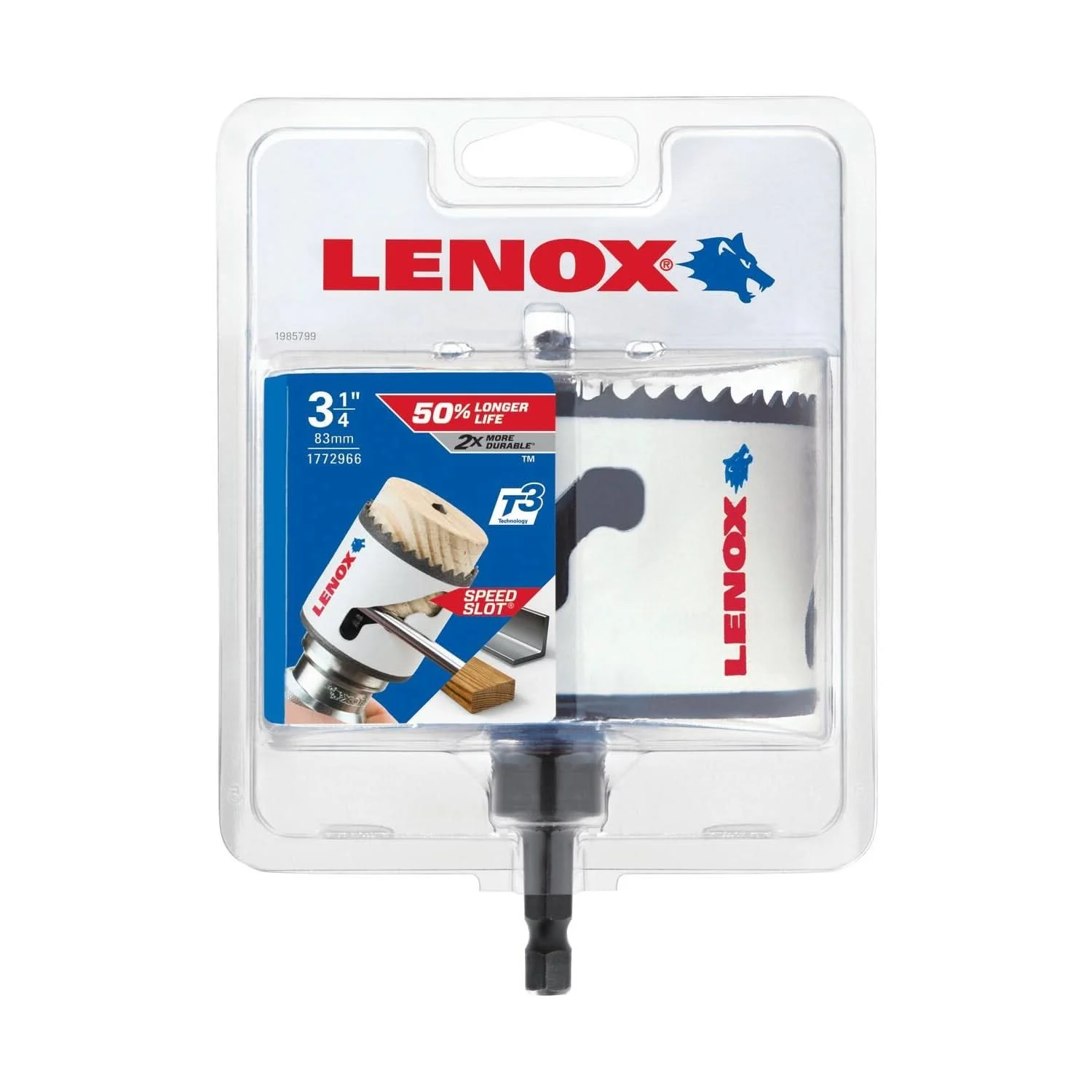 Lenox 1772966 Tools Bi-Metal Speed Slot Arbored Hole Saw with T3, 3-1/4-Inch