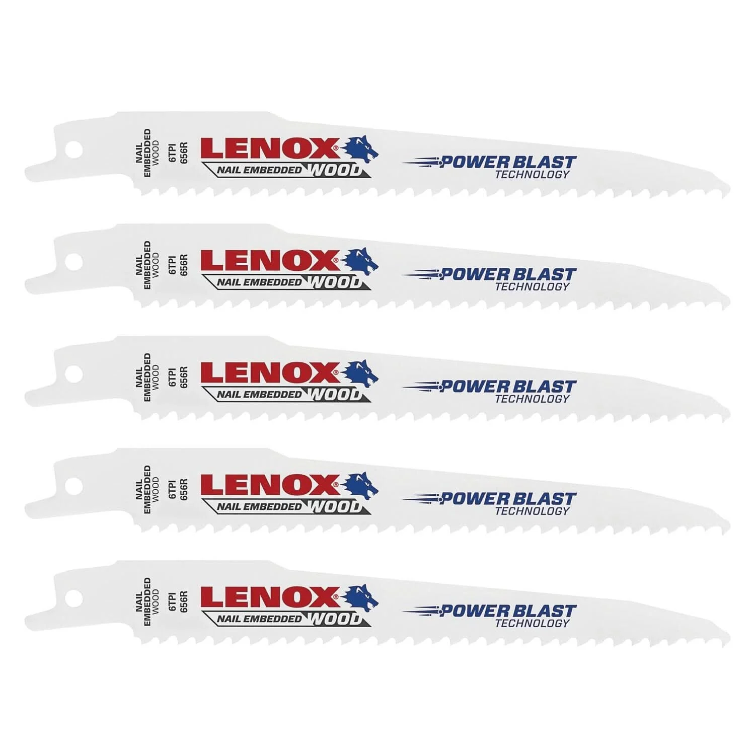 Lenox 20572656R 656R Wood Bi-Metal Reciprocating Saw Blades, 6-inch, 6 TPI, 5-Pack