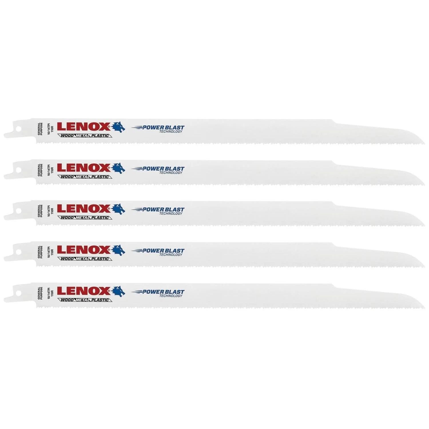 Lenox 20583110R 110R General Purpose Bi-Metal Reciprocating Saw Blades, 12-inch, 10/14 TPI, 5-Pack