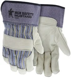 Large Mustang Premium Grain Leather Leather Palm Work Gloves 2.5 Inch Rubberized Safety cuff