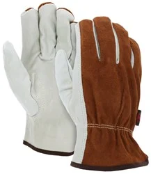 Large Leather Drivers Work Gloves CV Grade Cow Grain Palm Split Leather Back Keystone Thumb