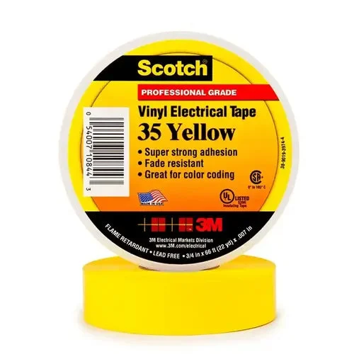 Scotch® Vinyl Color Coding Electrical Tape 35, 19 mm x 20.1 m, Yellow