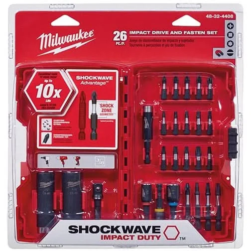 Milwaukee 48-32-4408 SHOCKWAVE Drive AND Fasten Set 26-Piece