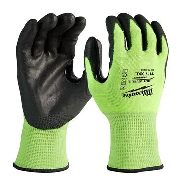 XX-Large High Visibility Level 3 Cut Resistant Polyurethane Dipped Work Gloves