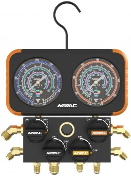 NAVAC N4A4B 4-Valve Manifold Gauge for the R454B, 32, 410A and 22, 3⅛"