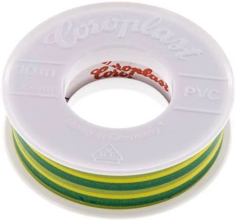 Electrical Insulation Tape VDE-tested 15mm/10m Green/Yellow [10 Pieces]