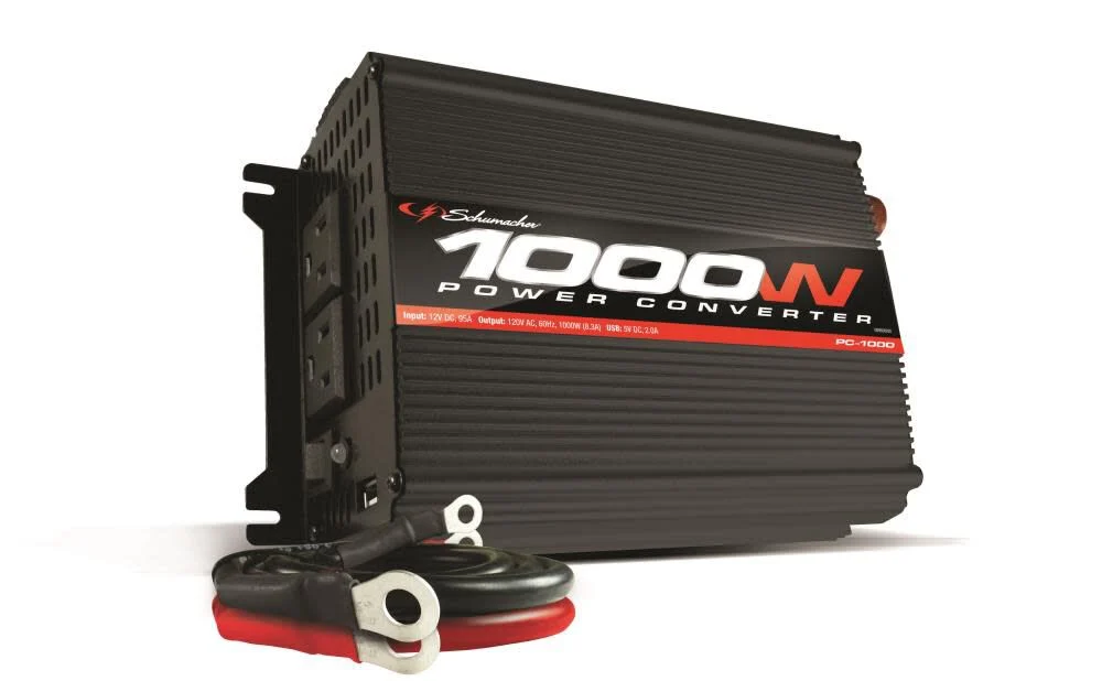 Schumacher Electric Automotive 1000 Continuous Watt/2000 Peak Watt DC to AC Power Converter with AC and USB Outlets