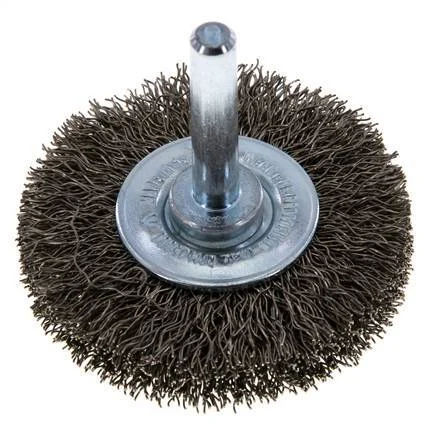 Round Brush 50x10 mm 6 mm Shaft Stainless Steel Wire 0.3 mm Corrugated