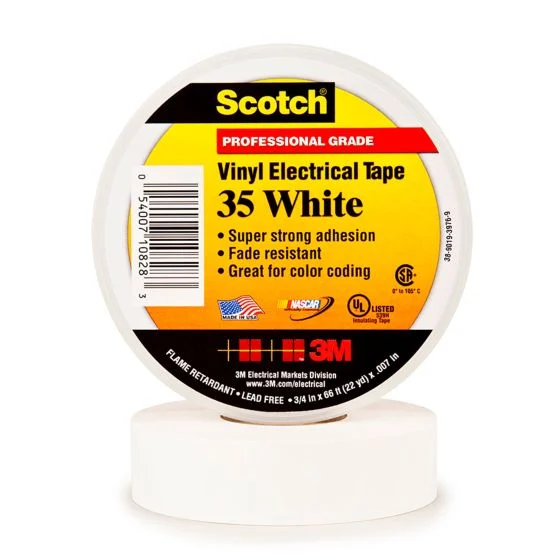 Scotch® Vinyl Color Coding Electrical Tape 35, 19 mm x 20.1 m, White