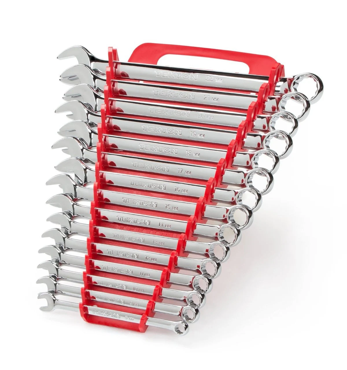 TEKTON Combination Wrench Set with Store and Go Keeper, Metric, 8 mm - 22 mm, 15