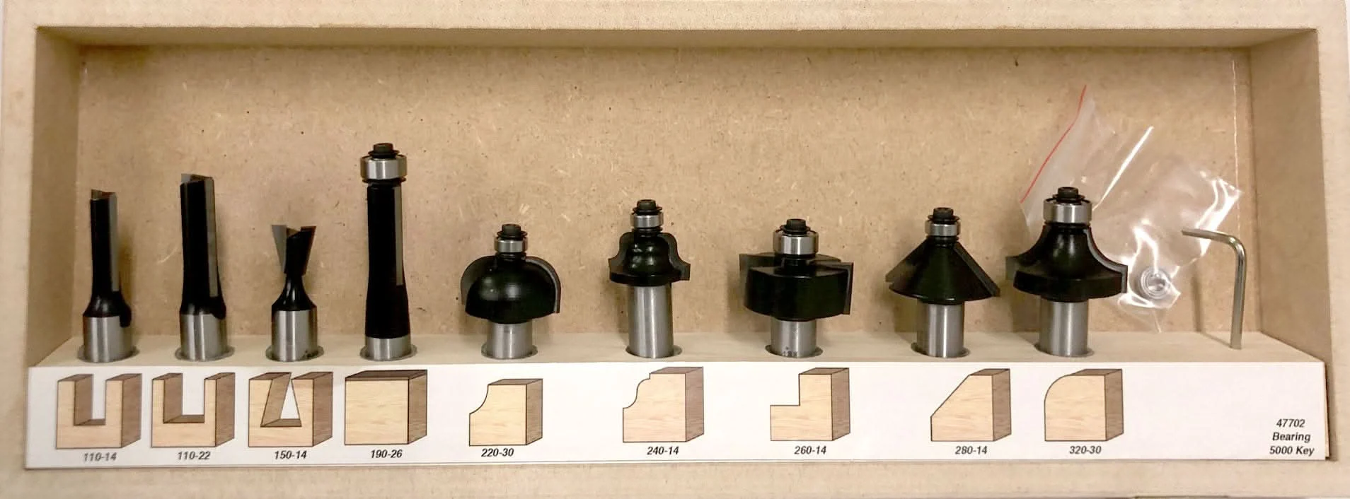 Timberline TRS-170 11-Piece 1/2" Shank Router Bit Starter Set