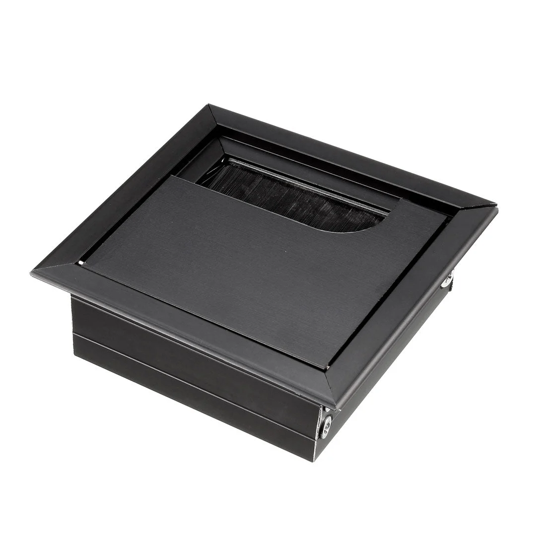 Cable Hole Cover, 69mm x 69mm Aluminum Alloy Desk Grommet for Wire Organizer (Black)