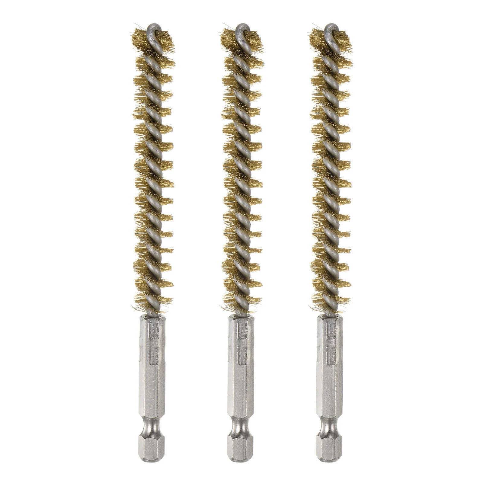 Brass Bore Brush Cleaning Wire Brush with Handle 1/4 Inch Hex Shank for Tubes, Ports, Bearings