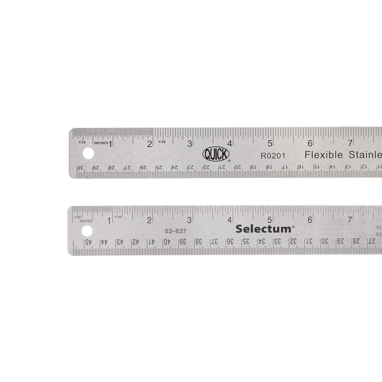 Stainless Steel Rulers with Non-Skid Backing Inch and Metric Metal Ruler