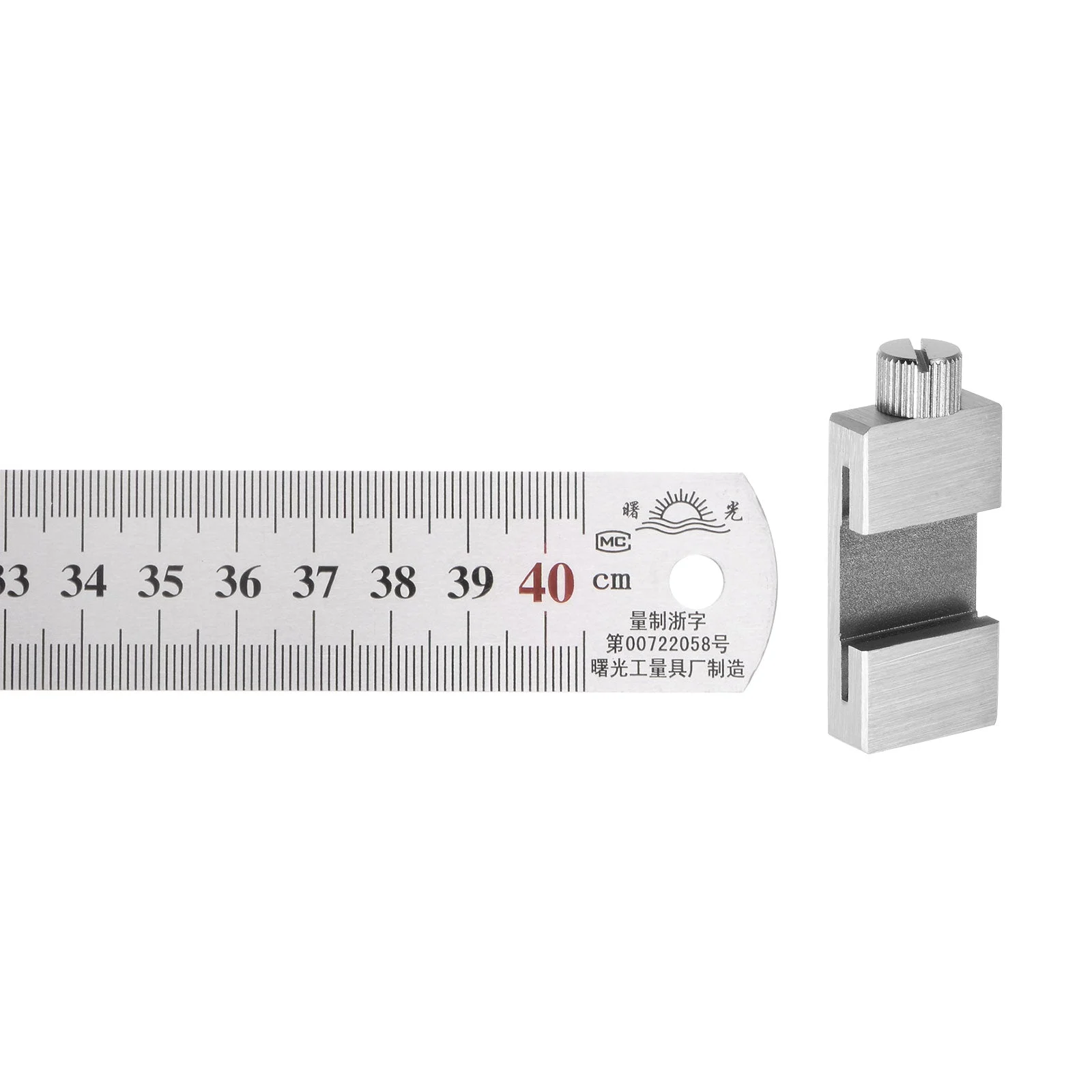 Stainless Steel Ruler with 30mm Scriber Block 18" Metric Inch Ruler, Silver Tone