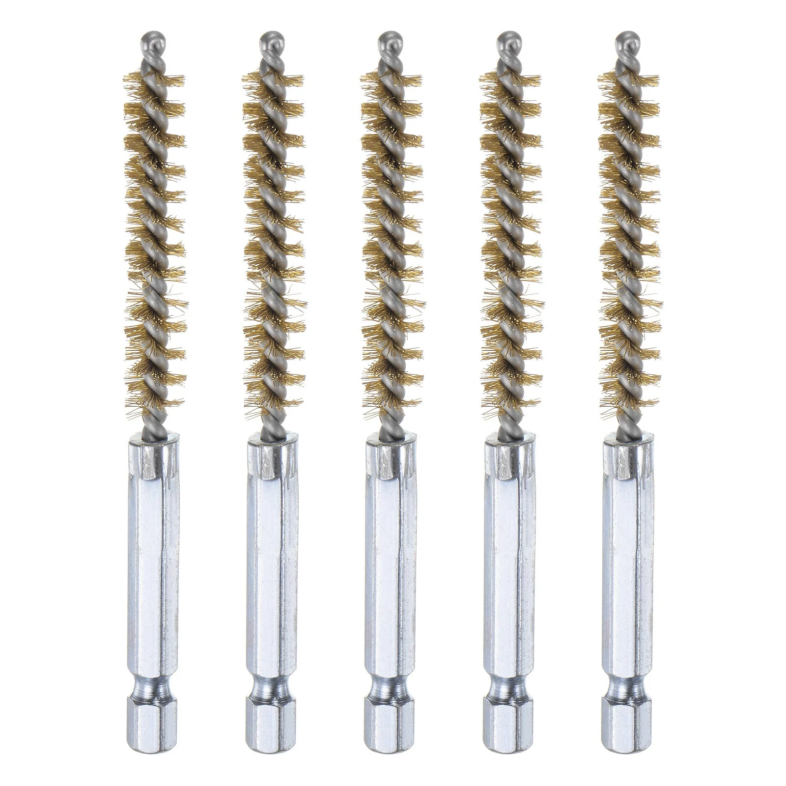 5Pcs Brass Bore Brush 8mm Dia 4" Long Cleaning Twisted Wire Brush