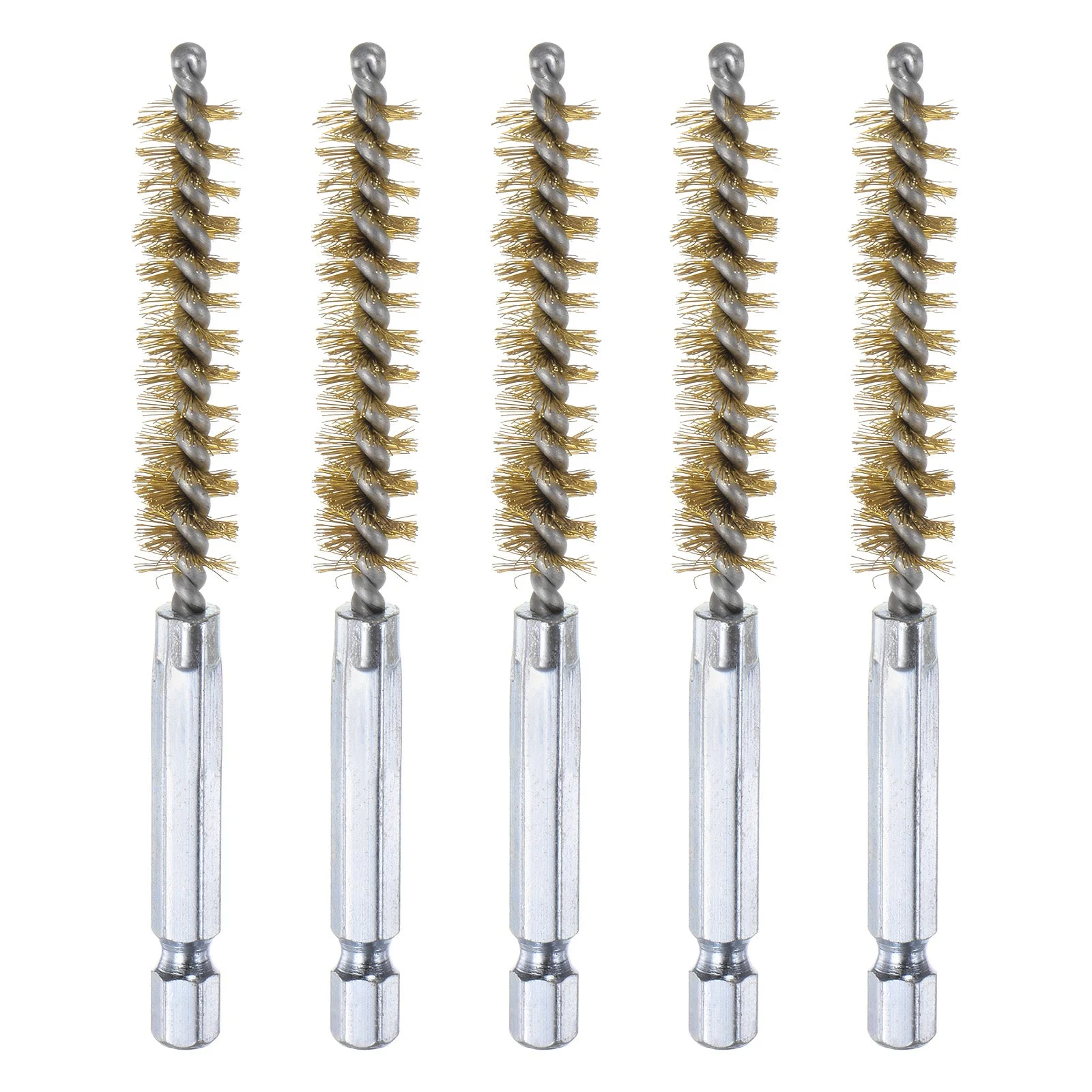 5Pcs Brass Bore Brush 10mm Dia 4" Long Cleaning Twisted Wire Brush