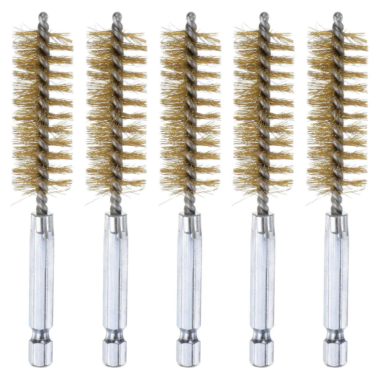 5Pcs Brass Bore Brush 17mm Dia 4" Long Cleaning Twisted Wire Brush