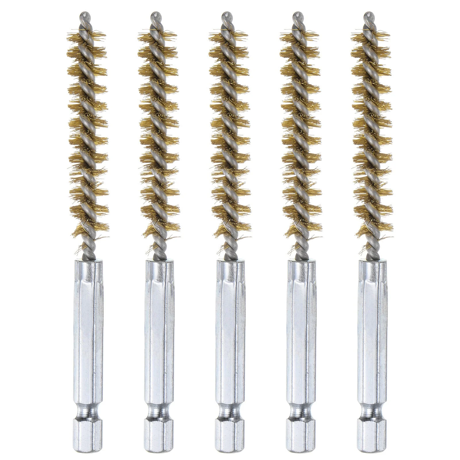 5Pcs Brass Bore Brush 9mm Dia 4" Long Cleaning Twisted Wire Brush