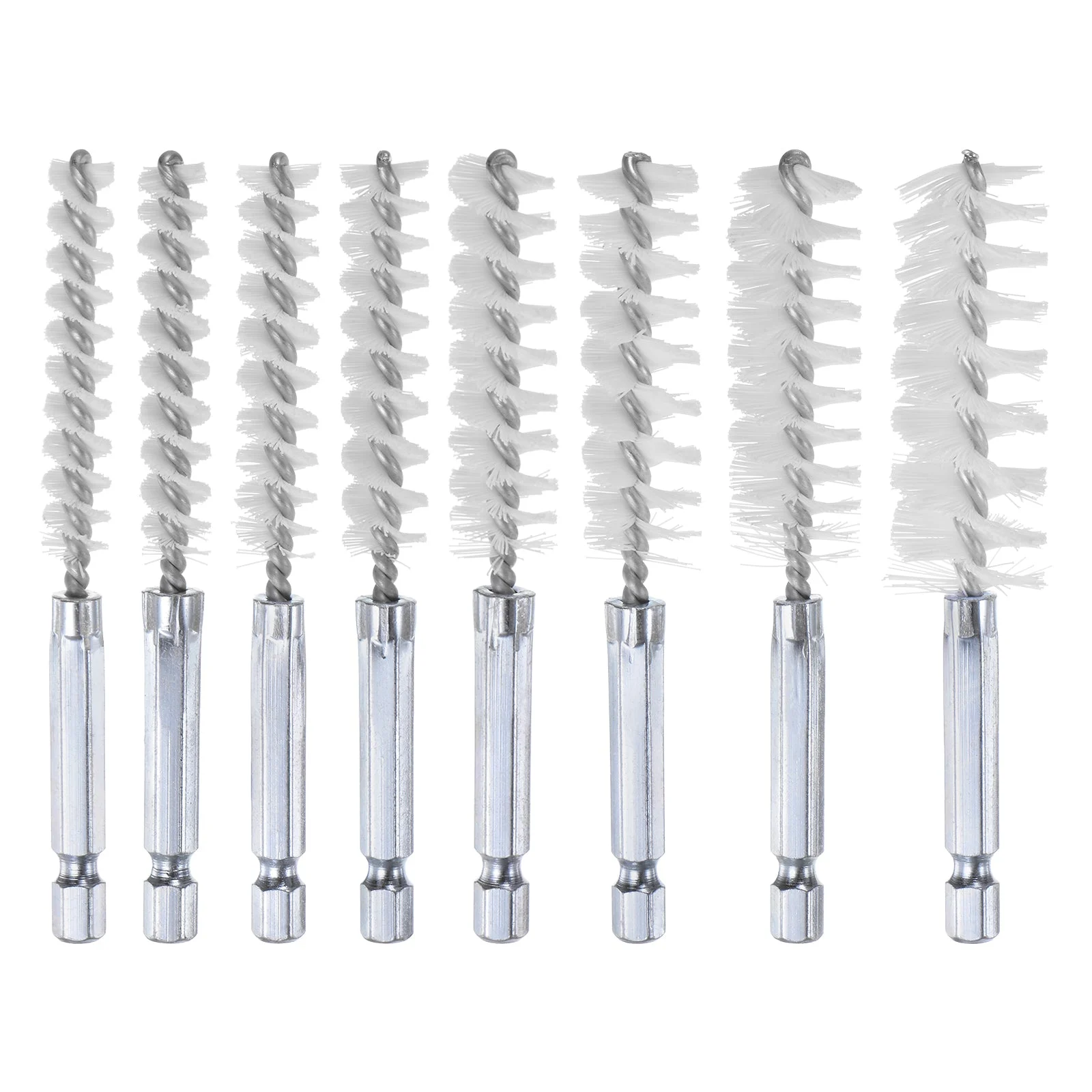 8Pcs Bore Brush Set 8mm,9mm,10mm,11mm,13mm,15mm,17mm,19mm Bristle Lengths Nylon