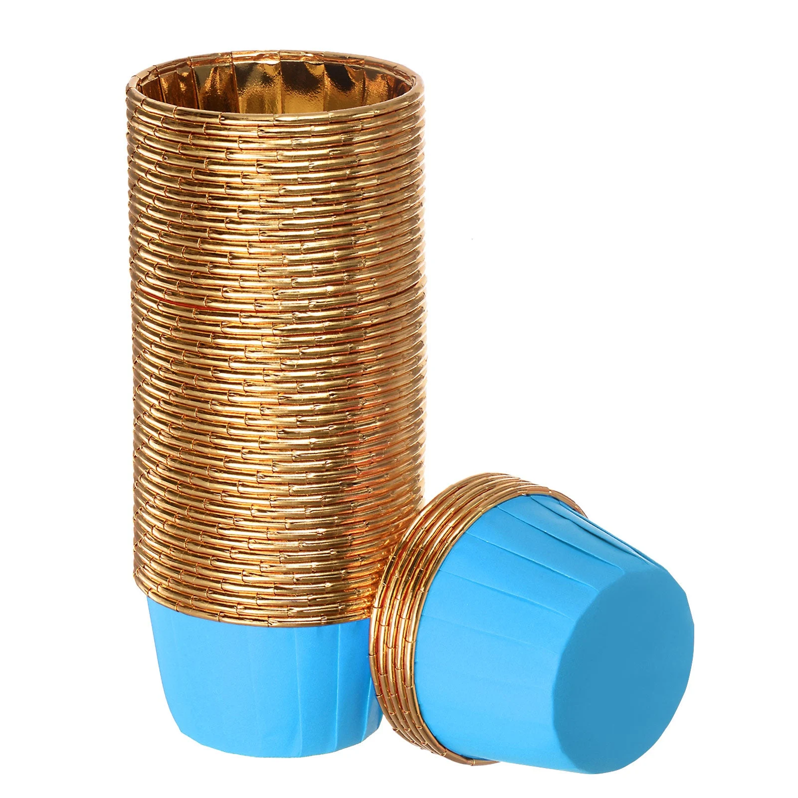 Blue Gold Cupcake Cups, 50pcs Aluminum Foil Standard Cupcake Liners