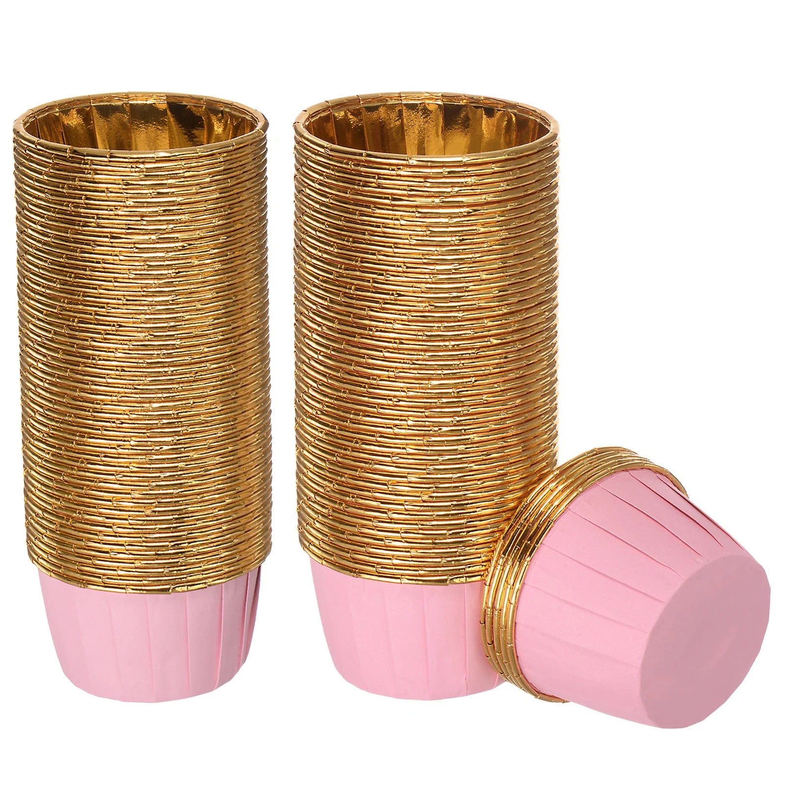 Pink Gold Cupcake Cups, 100pcs Aluminum Foil Standard Cupcake Liners