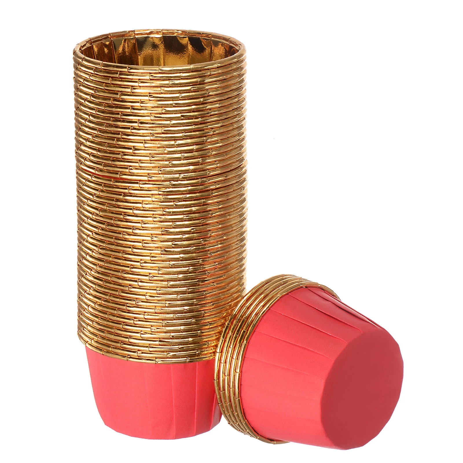 Golden Red Cupcake Cups, 50pcs Aluminum Foil Standard Cupcake Liners
