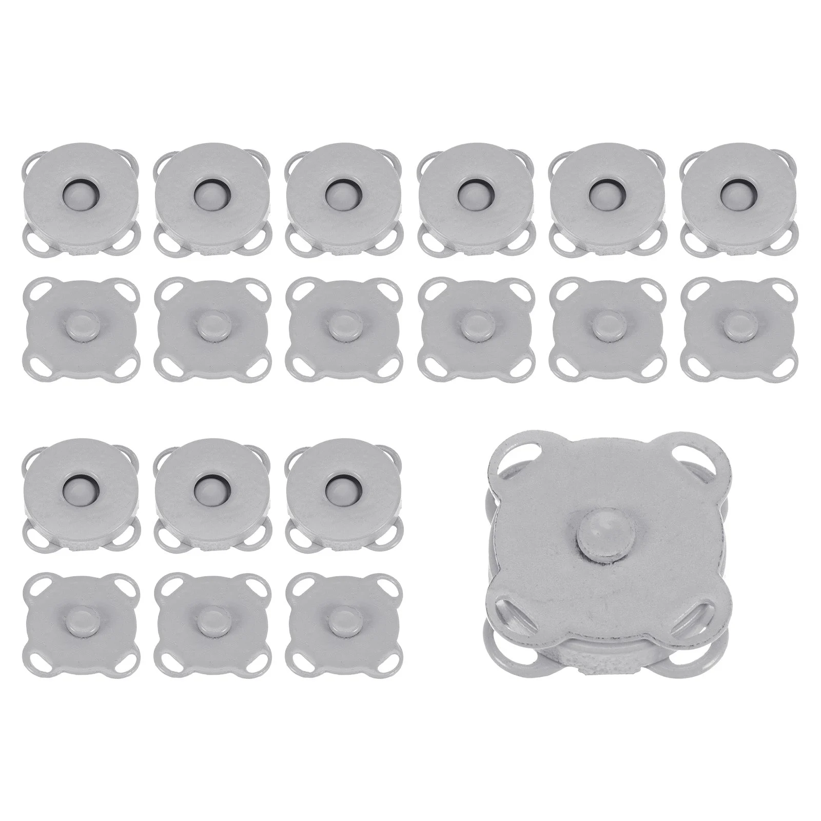 10 Sets Magnetic Snap 14mm Metal Fasteners for Clothing Purse Grey
