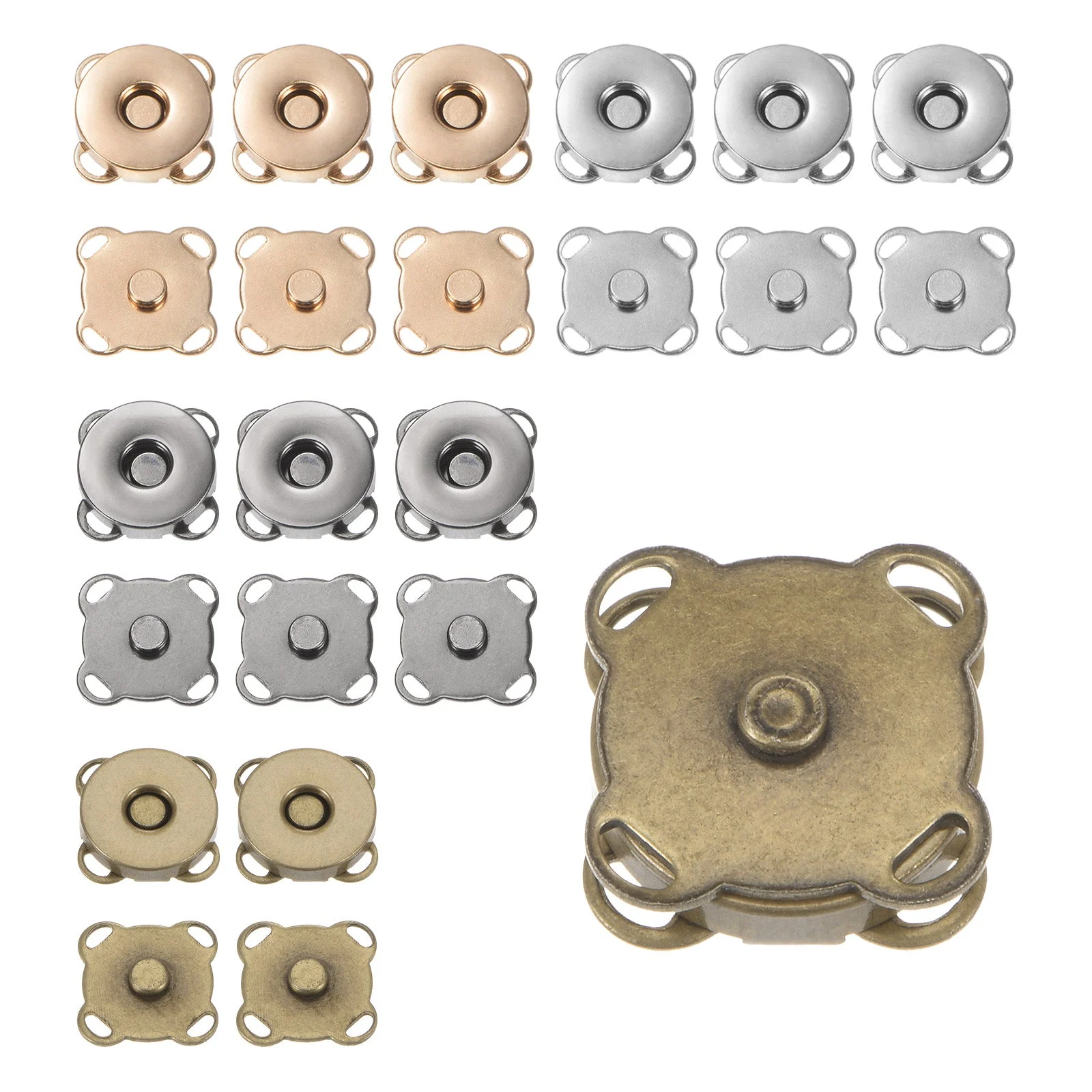 12 Set Magnetic Snap 14mm Metal Fasteners for Clothing Purse 4 Colors