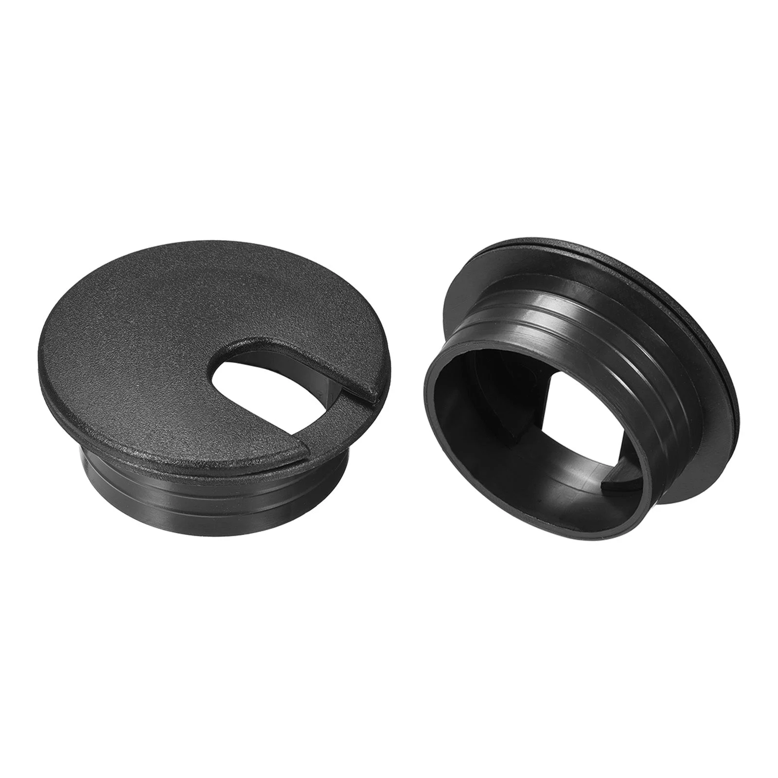 2Pcs 1.38Inch/35mm Cable Hole Cover ABS Desk Cable Wire Cord Grommet, Black