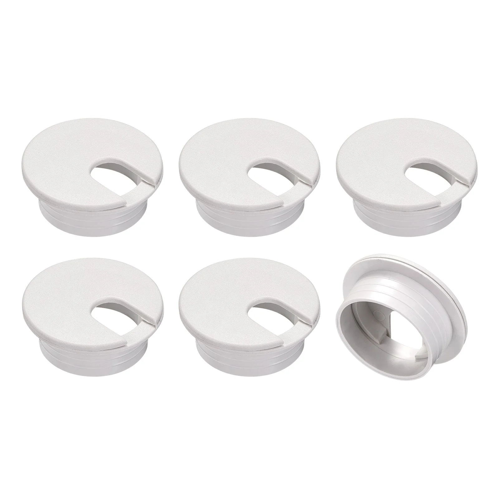 6Pcs 1.38Inch/35mm Cable Hole Cover ABS Desk Cable Wire Cord Grommet, White