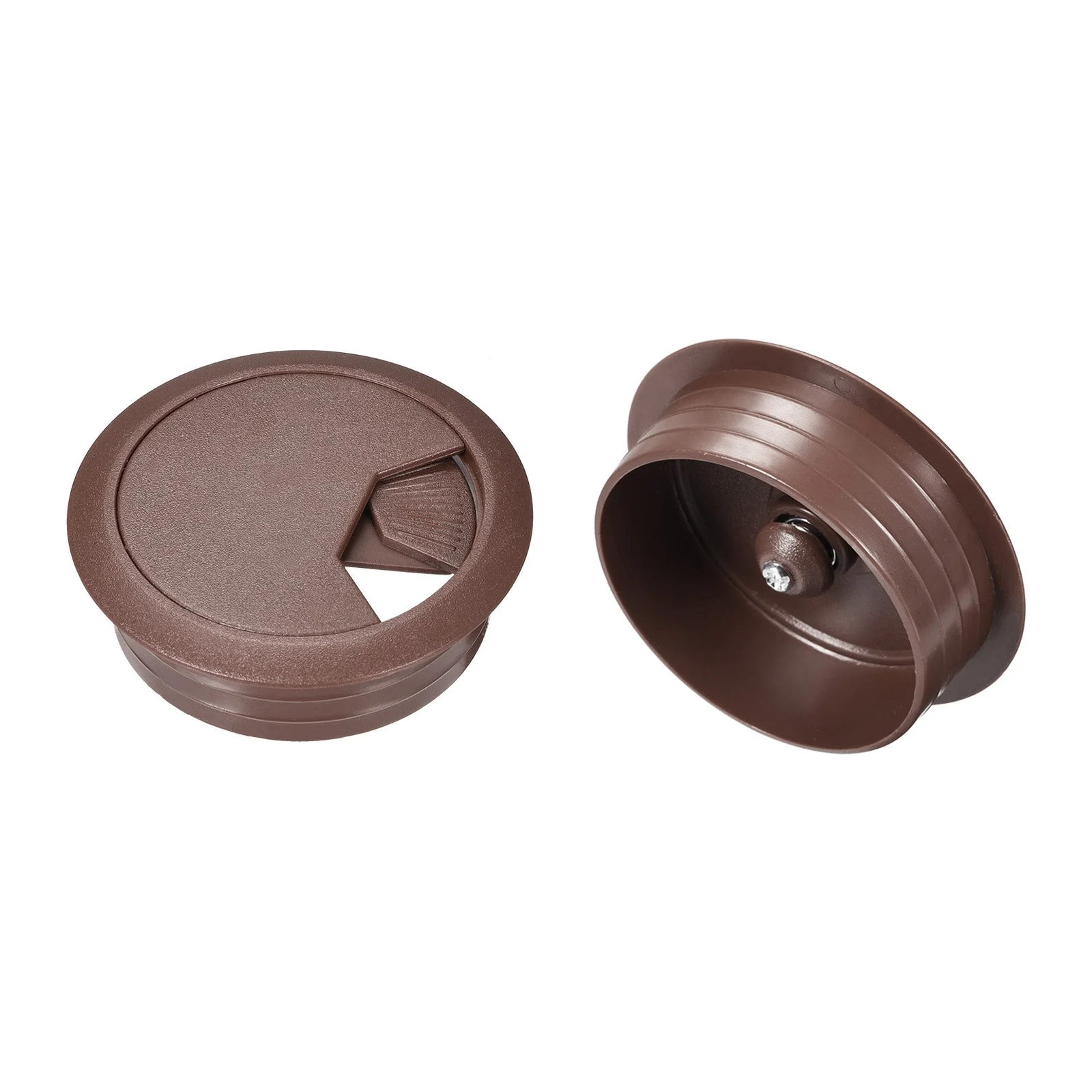 2Pcs 2 Inch Cable Hole Cover ABS Office Desk Cable Wire Cord Grommet Brown