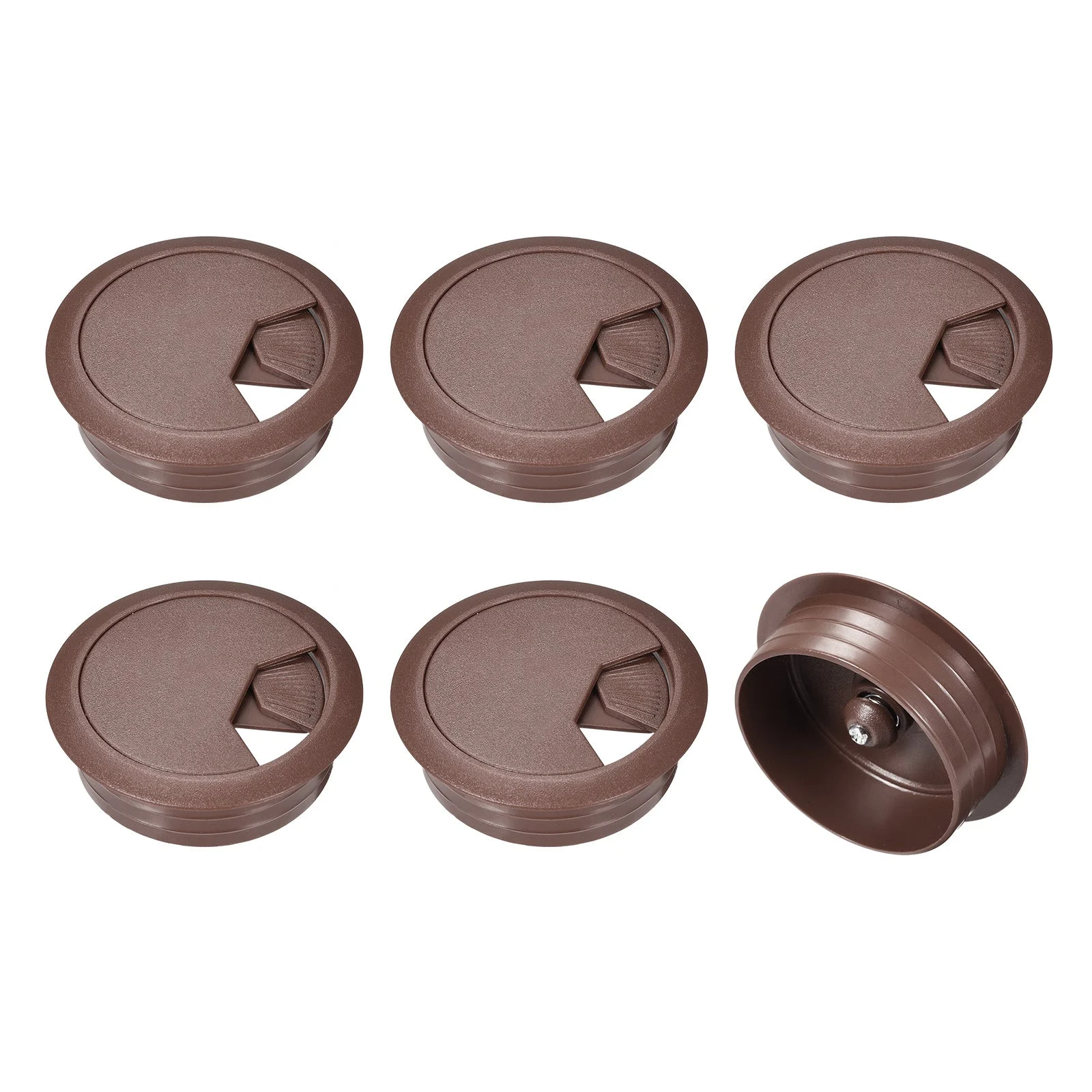 6Pcs 2 Inch Cable Hole Cover ABS Office Desk Cable Wire Cord Grommet, Brown