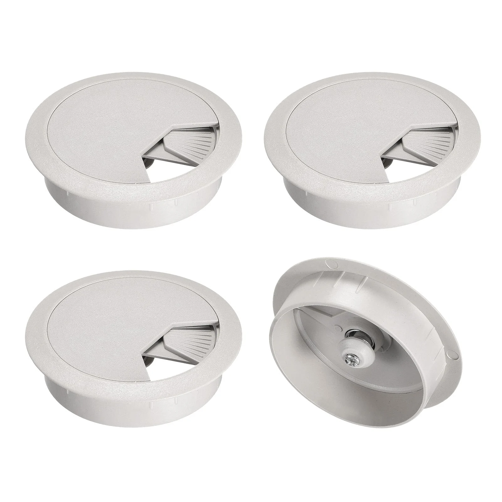 4Pcs 2.1 Inch Cable Hole Cover ABS Office Desk Cable Wire Cord Grommet, White
