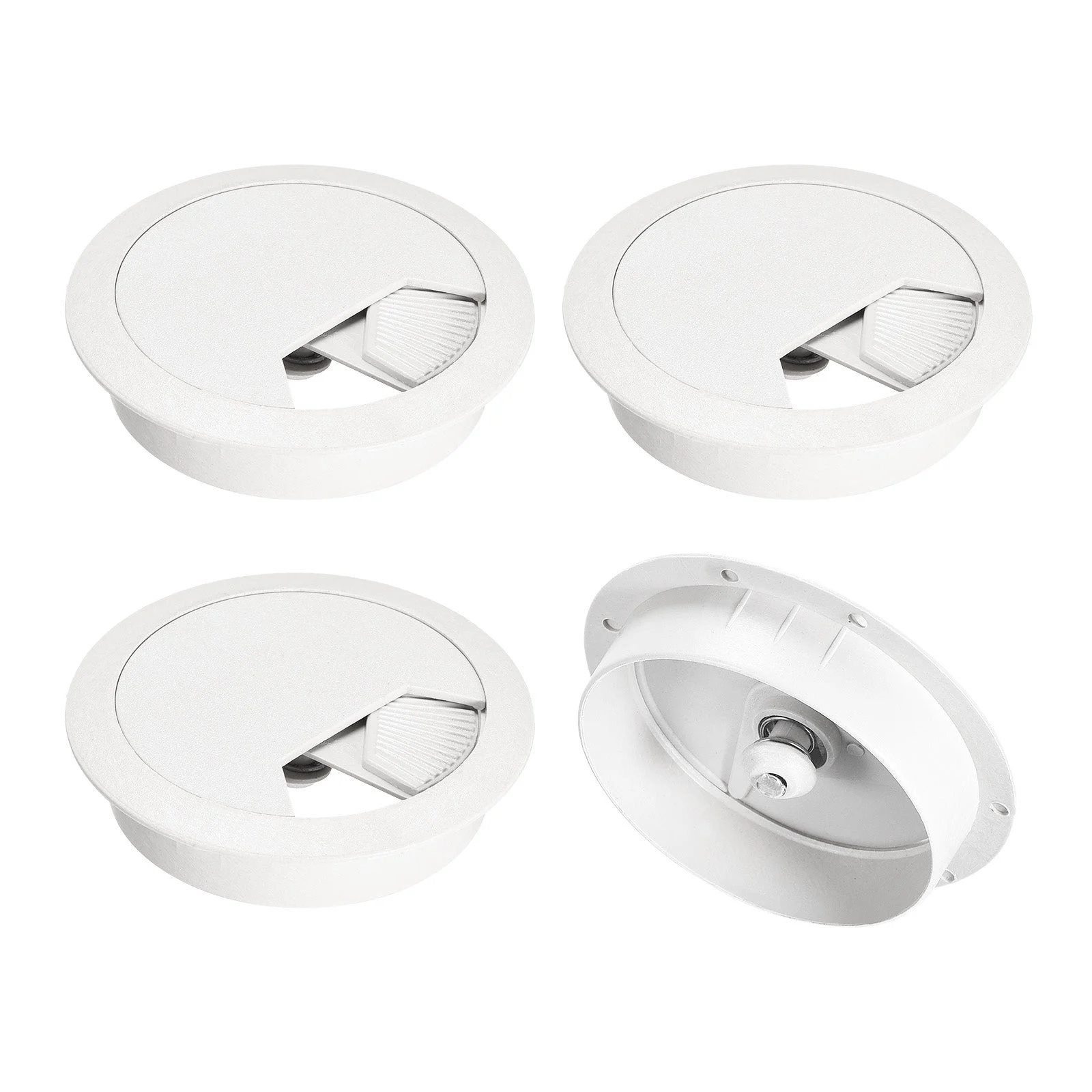 4Pcs 2.4 Inch Cable Hole Cover ABS Office Desk Cable Wire Cord Grommet, White