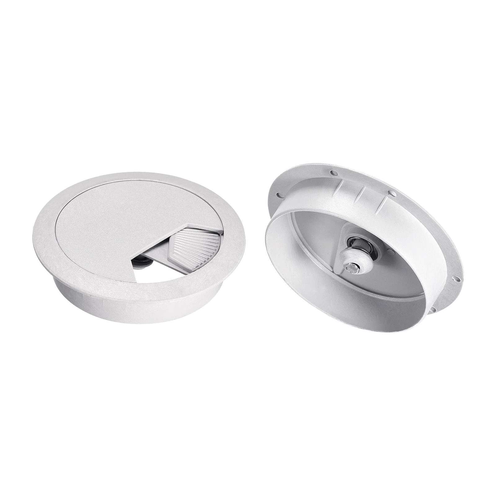 2Pcs 3 Inch Cable Hole Cover ABS Office Desk Cable Wire Cord Grommet, Silver