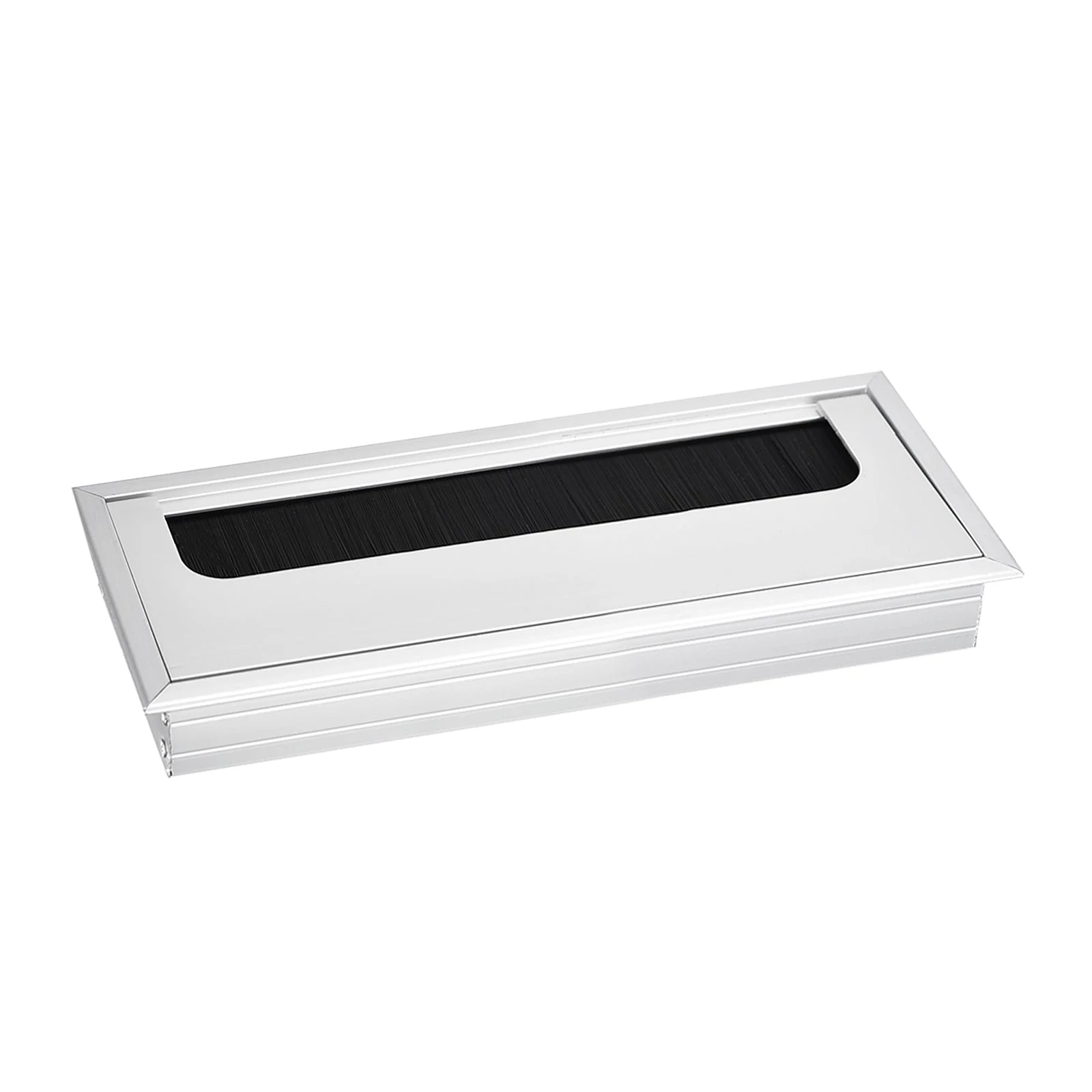 Cable Hole Cover 150mm x 67mm Aluminum Alloy Rectangle Desk Grommet, Silver