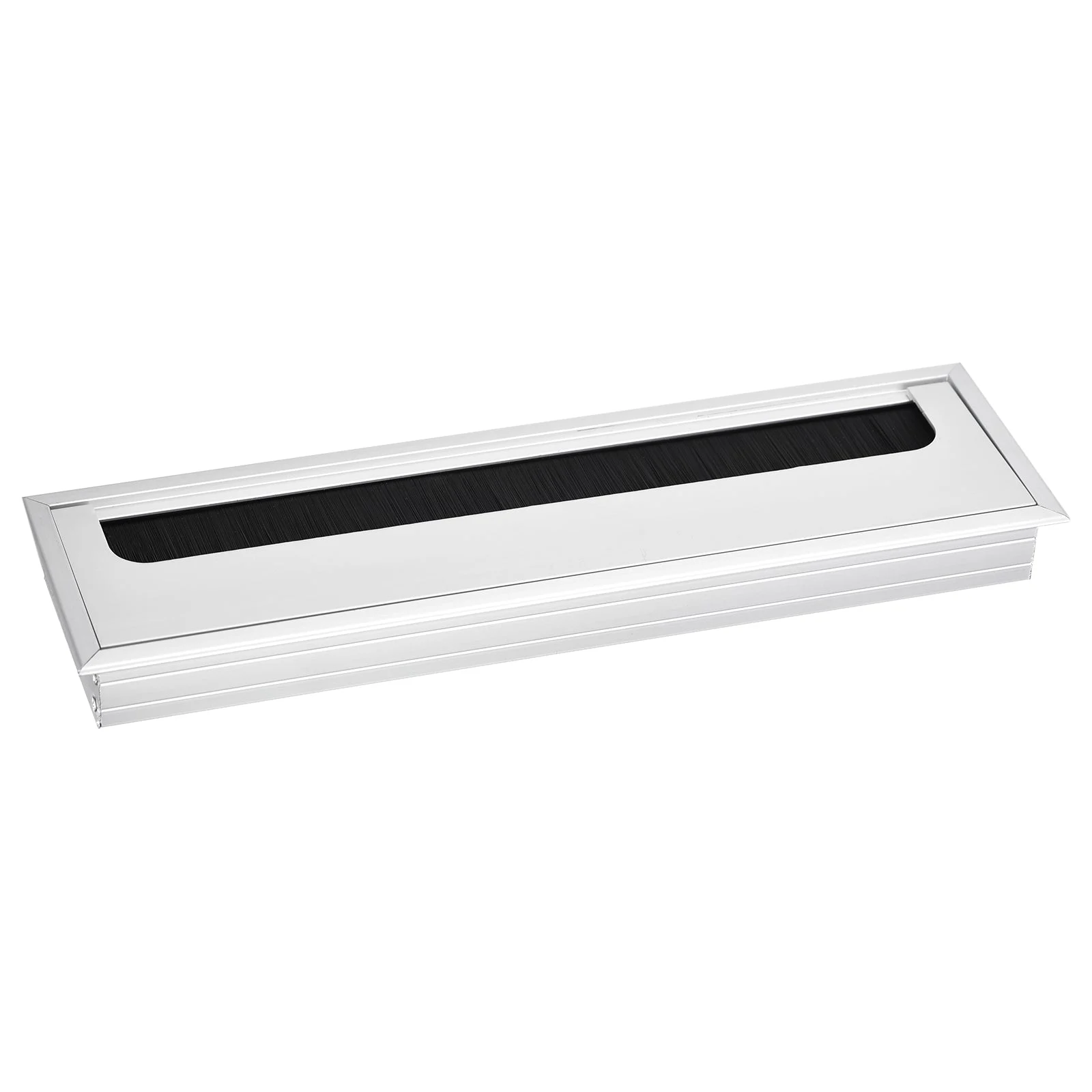 Cable Hole Cover 265mm x 70mm Aluminum Alloy Rectangle Desk Grommet, Silver
