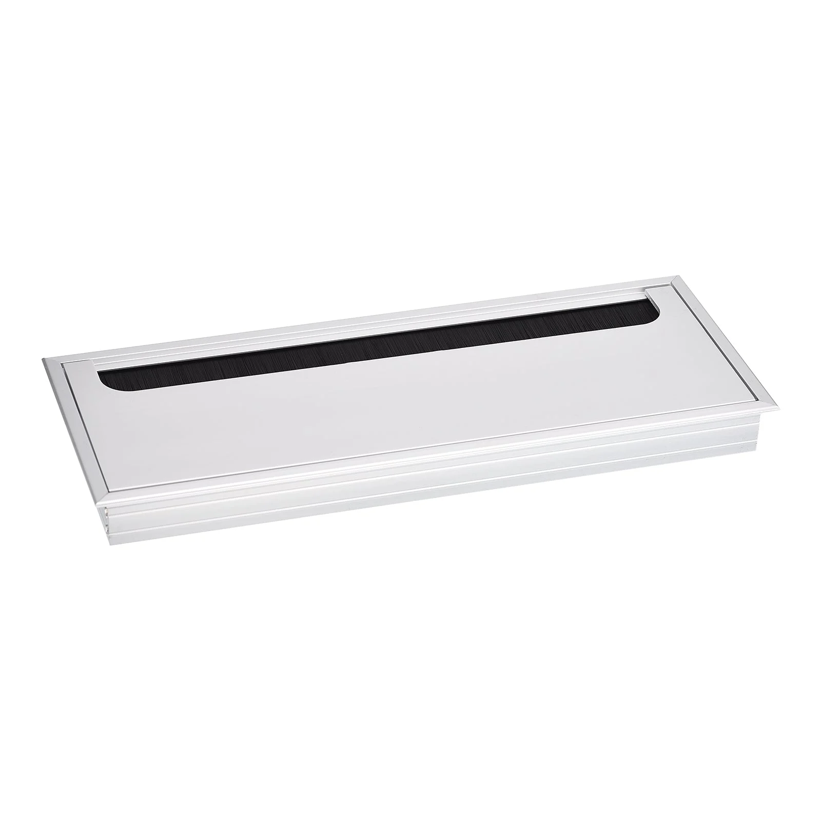 Cable Hole Cover 290mm x 110mm Aluminum Alloy Rectangle Desk Grommet, Silver