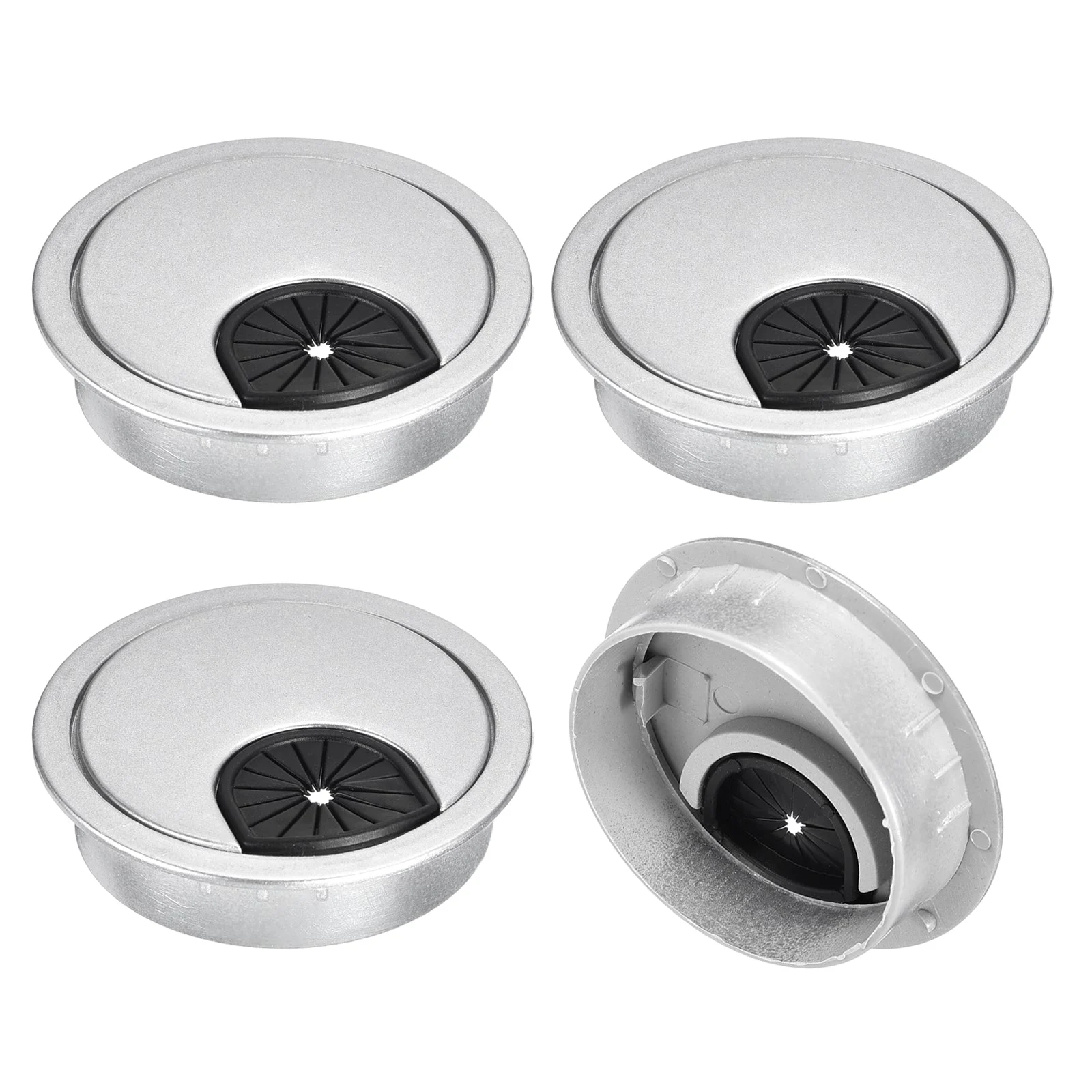 4Pcs 2"(50mm) Cable Hole Cover ABS Desk Cable Wire Cord Grommet, Silver