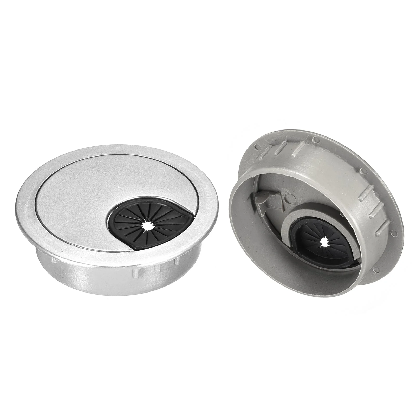 2Pcs 2-1/8"(53mm) Cable Hole Cover ABS Desk Cable Wire Cord Grommet Silver