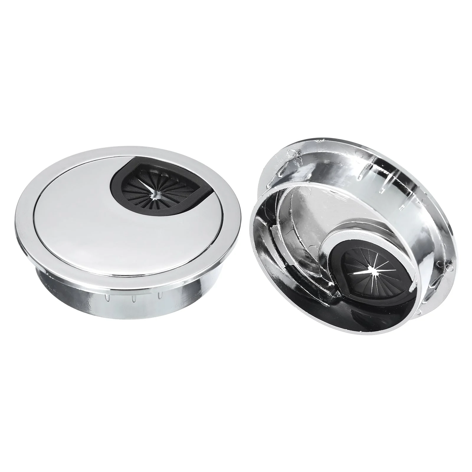 2Pcs 2-1/4"(57mm) Cable Hole Cover ABS Desk Cable Wire Cord Grommet, Silver