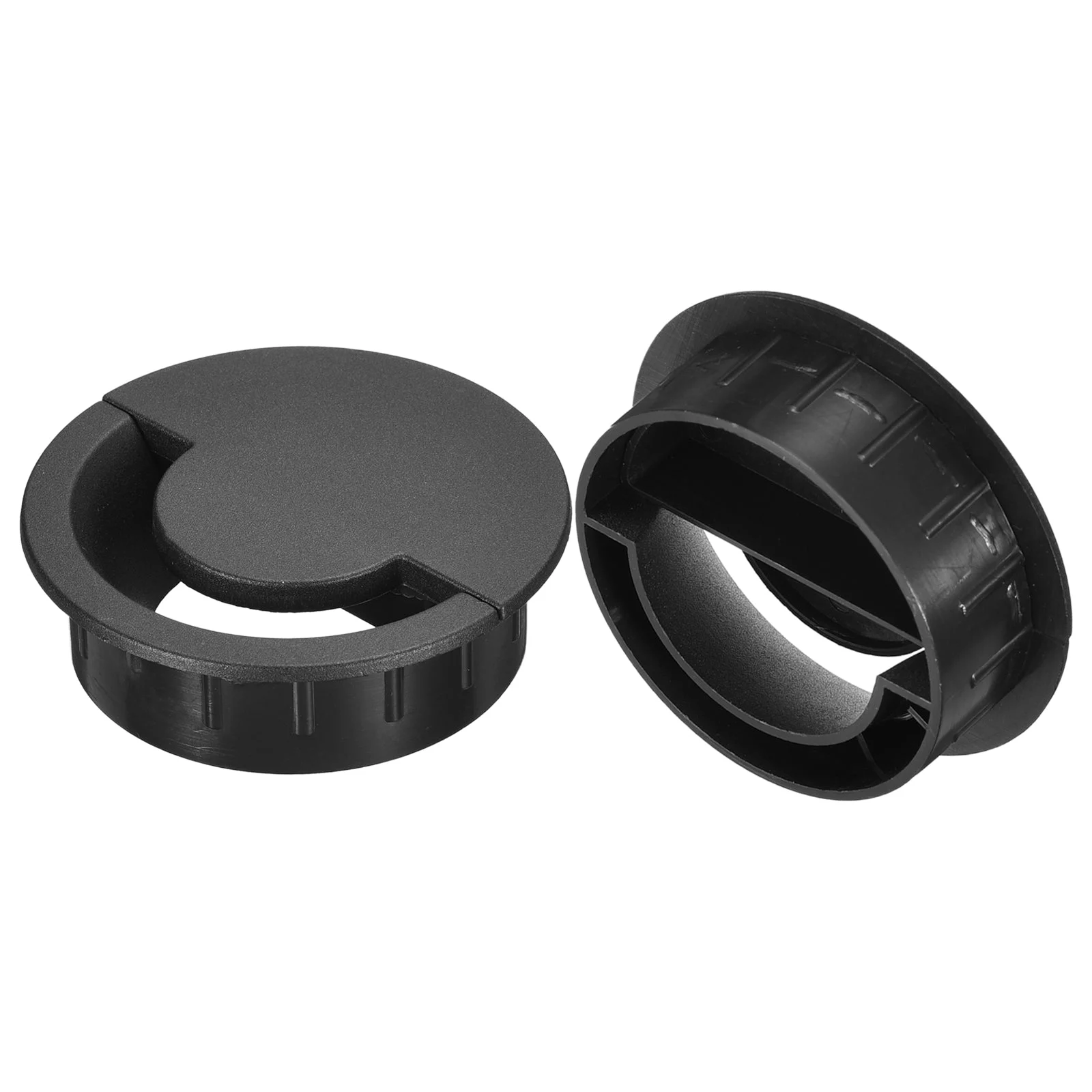 2Pcs 3-5/32"(80mm) Cable Hole Cover ABS Arc Desk Cable Wire Cord Grommet, Black