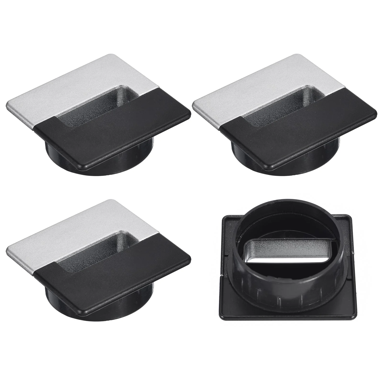 4Pcs Cable Hole Cover 2-3/8"(60mm) ABS Desk Cable Wire Cord Grommet Black Silver